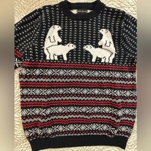 Polar Bear Funny Fair Isle Cotton Crewneck Sweater by Alex Stevens
